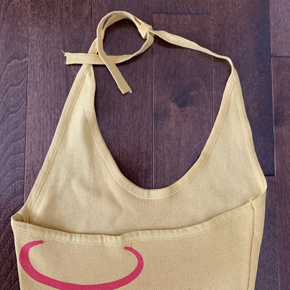 Gorgeous halter dress mustard colour with orange swirl  NWOT - Picture 2 of 7